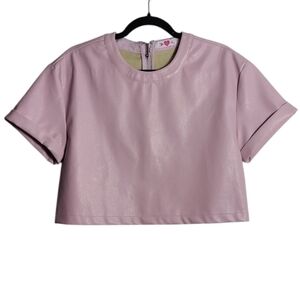 BUDDY LOVE Vegan Leather Crop Top In Soft Pink Size Medium